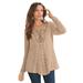 Plus Size Women's Lace Yoke Pullover by Roaman's in New Khaki (Size M) Sweater