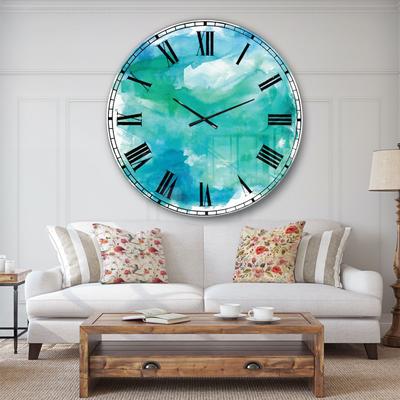 Sea Glass Farmhouse Wall Clock by Designart in Blue