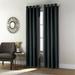 Wide Width Thermaplus Shadow Indoor Single Grommet Curtain Panel by Commonwealth Home Fashions in Black (Size 52" W 84" L)