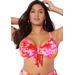 Plus Size Women's Mentor Tie Front Bikini Top by Swimsuits For All in Orange Tie Dye (Size 6)