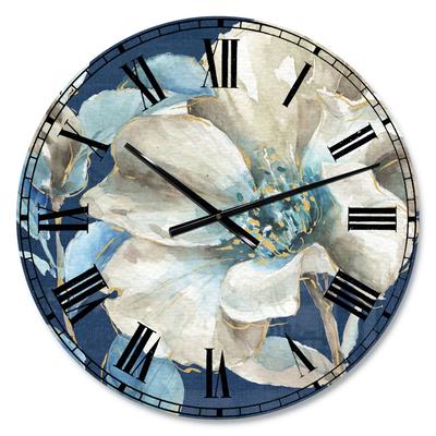 Indigold Watercolor Flower I Traditional Wall Clock by Designart in Blue
