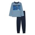 Sanetta Boys' Schlafanzug Lang Blau Pajama Set, Blue Mirage, 16 Years (Pack of 2)