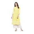 Kurta Set for Women Designer Indian Straight A-Line Anarkali Kurti Set Tunic Party Wear, Yellow, Large