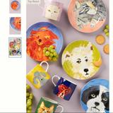 Anthropologie Kitchen | 4 Carole Akins Furry Friends Dessert Plates Sadie | Color: Blue/Orange/White | Size: Os