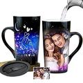 Lehaha Personalised Heat Change Magic Mug with Photo,Custom Heat Collage Image Coffee & Tea Mug,Customised Your Own Mug Cup Photo (16oz / 500ml, Black/Changing)