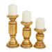 Juniper + Ivory Set of 3 10 In. x 4 In. Traditional Candle Holders Gold Mango Wood - 53569