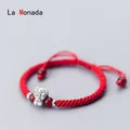 La Monada-Corde rouge du zodiaque chinois en argent regardé pur S 999 pour femme bracelets à cordes