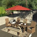 California Umbrella 9' Rd.Crank Lift, Collar Tilt, Aluminum Pole, Fiberglass Rib Patio Umbrella, Black Finish, Olefin Fabric