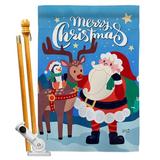 Angeleno Heritage Santa w/ Friends 2-Sided Polyster 40 x 28 in. Flag Set in Blue/Green/Red | 40 H x 28 W in | Wayfair
