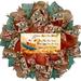 The Holiday Aisle® Harvest Wreath Autumn Leaves Are Falling Burlap/Deco Mesh in Blue/Brown/Orange | 24 H x 24 W x 6 D in | Wayfair