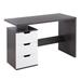 Quinn Contemporary Desk in Charcoal Wood with White Wood Drawers by LumiSource - Lumisource OFD-QUINN CHAR