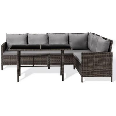Madison Rattan-Lounge Ecksofa Rattan-Lounge Gartenmöbel-Set Garnitur Braun - Svita Image