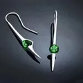 Boucles d'Oreilles Pendantes en Pierre Verte pour Femme Bijou Classique en Argent Breloque pour