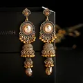 Boucles d'oreilles rétro en or pour femmes bijoux indiens géométriques bohèmes longues cloches