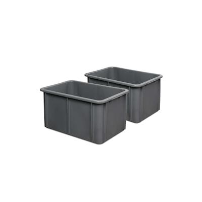 2 Lebensmittelbehälter, LxBxH 600x400x320 mm, 60 Liter, grau, geschlossen