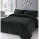 SELECT-ED Luxuries Alaska Cuddle Soft Warm Cosy Sofa Bed Fleece Fluffy Duvet Cover + Pillow Case Bed Set (Black, Super King)