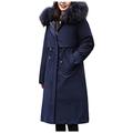 SCBFDI Womens Winter Long Coat Ladies Body Warmer Zip Up Jacket Coat Parka Outwear Cotton Jacket with Pockets Navy
