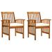 vidaXL Patio Dining Chairs 2 pcs with Cushions Solid Acacia Wood - Brown