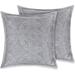 Delara GOTS Certified 100% Organic Cotton 2 Inch Flange Euro Sham Set of 2, 26"X26", Gilliam Grey