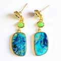 Free People Jewelry | Casual Water Drop Gemstone Dangle Earrings | Color: Gold/Green | Size: Os
