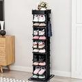 COSTWAY 11 Tiers Shoe Rack, 360° Rotating Freestanding Shoe Storage Organiser Stand with 2 Hooks, Home Hallway Entryway Shoe Shelf Unit, 34 x 34 x 123cm (Black)