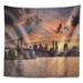 East Urban Home Cityscape New York City Skyline Under Dark Clouds Tapestry w/ Hanging Accessories Included | 50 H x 60 W in | Wayfair