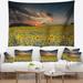 East Urban Home Polyester Sunflower Sunset w/ Cloudy Sky Tapestry w/ Hanging Accessories Included Polyester in Black | 50 H x 60 W in | Wayfair