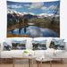 East Urban Home Lake w/ Pine Trees Reflecting Sky Tapestry w/ Hanging Accessories Included in Black/Blue | 50 H x 60 W in | Wayfair