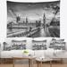 East Urban Home Polyester Cityscape Beautiful London View Tapestry w/ Hanging Accessories Included Polyester in Gray | 50 H x 60 W in | Wayfair