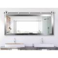 Wade Logan® Karlyn Wood Framed Barn Door Bathroom/Vanity Mirror in Silver in White | 30.5 H x 59.5 W x 0.75 D in | Wayfair