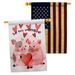 Breeze Decor Valentines Piggy 2-Sided Polyester 40 x 28 in. House Flag in Red/White | 40 H x 28 W in | Wayfair BD-VA-HP-101070-IP-BOAA-D-US21-BD