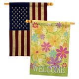 Breeze Decor Daisy Garden 2-Sided Polyester 40 x 28 in. House Flag in Pink/Yellow | 40 H x 28 W in | Wayfair BD-SH-HP-100052-IP-BOAA-D-US12-AM