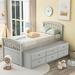 Red Barrel Studio® Twin Size Platform Storage Bed Solid Wood Bed w/ 6 Drawers Wood in Gray | 44 H x 42 W x 79 D in | Wayfair