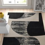 White 90 x 27 x 0.5 in Area Rug - Zipcode Design™ Elson Black/Ivory Area Rug Polyester/Polypropylene | 90 H x 27 W x 0.5 D in | Wayfair