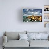 Breakwater Bay Lighthouse 6 by Dennis Frates - Wrapped Canvas Photograph Canvas, Wood in Black/Blue/Brown | 12 H x 19 W x 2 D in | Wayfair