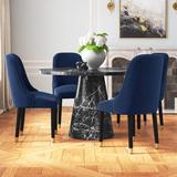 Willa Arlo™ Interiors Vercher 4 - Person Dining Set Wood/Upholstered in Black | 30.5 H x 48 W x 48 D in | Wayfair 14E3F88F4A034A69B6B61167270EF02C