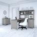 Huckins L-Shape Credenza Desk w/ Hutch Wood in Brown/White Laurel Foundry Modern Farmhouse® | 62.95 H x 60 W x 60 D in | Wayfair