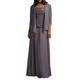 HUINI Chiffon Mother of The Bride Dress with Jacket Lace Prom Dress Formal Evening Gowns Long Plus Size Grey UK32