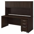 Bush Business Furniture Studio C 72W x 30D Office Desk with Hutch and Mobile File Cabinet in Black Walnut - Bush Business Furniture STC011BWSU