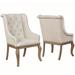 French Neoclassic 18th Century Design Button Tufted Dining Arm Chairs (Set of 2)