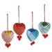 Novica Handmade Zigzag Hearts Wood Ornaments (Set Of 4) - 2.6" H x 2.6" W x 0.6" D