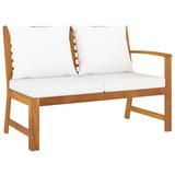 vidaXL Patio Bench 45.1" with Cream Cushion Solid Acacia Wood - 45.1" x 23.8" x 31.9"