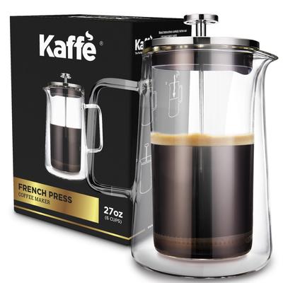 Kaffe KF1010 French Press Coffee Maker Double-Wall Borosilicate Glass 0.8L 6-cup