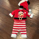 Disney Matching Sets | Disney Baby Outfit With Santa Hat Size 0-3 Months | Color: Red | Size: 0-3mb