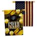 Ornament Collection Grad Party 2-Sided Polyester 3'3 x 2'3 ft. Garden Flag in Black/Yellow | 40 H x 28 W in | Wayfair