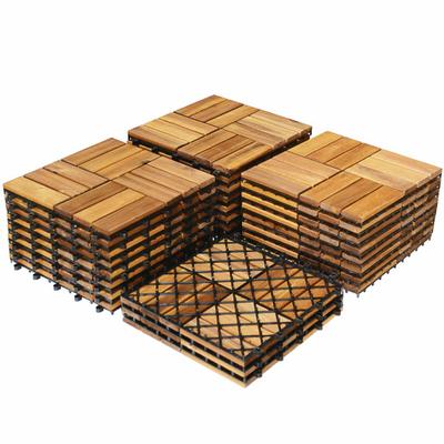 Costway 27 Pieces Acacia Wood Interlocking Patio Deck Tile