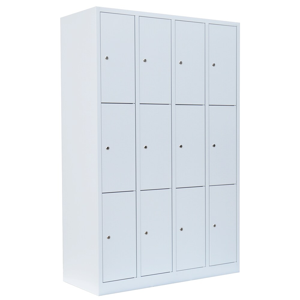 Lüllmann® Schließfachschrank, 4 Abteile, 12 Fächer, 1800 x 1170 x 500 mm, signalweiß Image