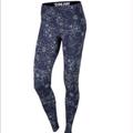 Nike Pants & Jumpsuits | Nike Just Do It Navy Floral Leggings - S | Color: Blue/White | Size: S