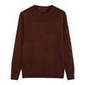 Kalaga Men's Casual Knit Sweater Autumn Winter Slim Fit Pullover Wool Cashmere Sweater Men Clothes Brown M