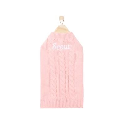 Frisco Personalized Dog & Cat Cable Knitted Sweater, X-Small, Light Pink